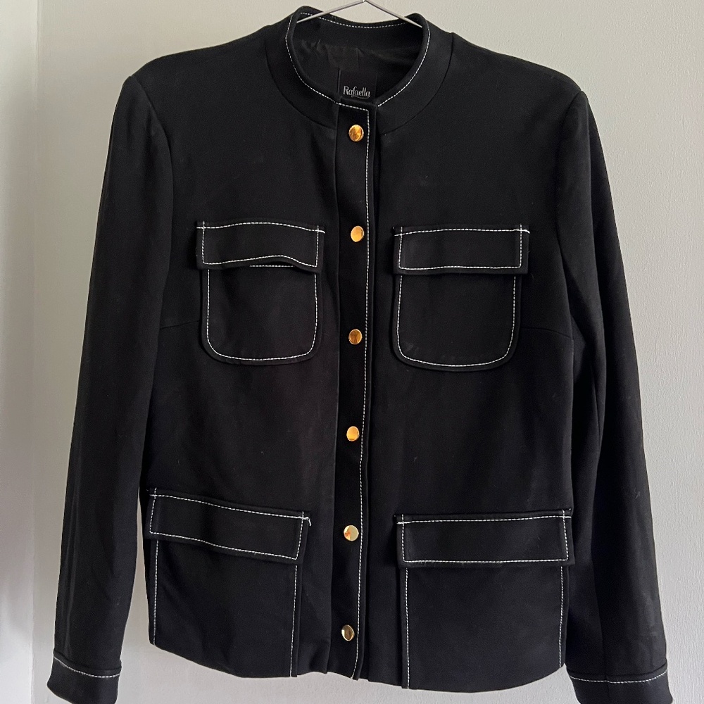 Rafaello Black Jacket with custom buttons, size Large